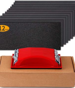 LANNEY Sand Paper, 120 to 2500 Fine Grit Sandpaper Assortment Pack with Sanding Block Sander, Wet Dry Waterproof Abrasive Sandpaper Sheets for Automotive Wood Metal Polishing Finishing, 9х3.6 Inch